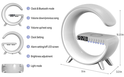 Smart LED Lamp with Bluetooth Speaker, Wireless Charger